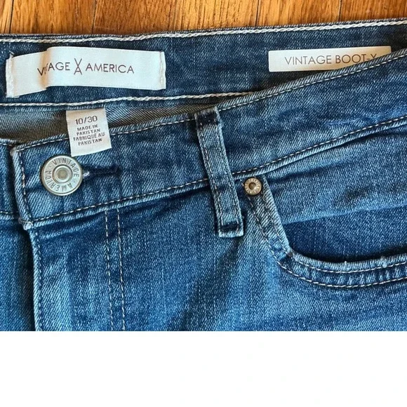 Vintage America Blues Womens 10/30 Vintage Bootcut Jeans Blue Embroidered Pocket - Picture 3 of 4